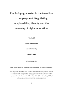 Negotiating Employability, Identity and the Meaning of Higher Education