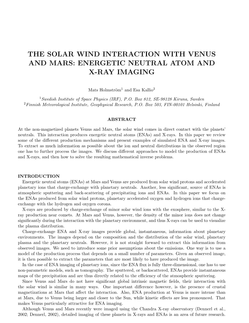 The Solar Wind Interaction with Venus and Mars: Energetic Neutral Atom and X-Ray Imaging