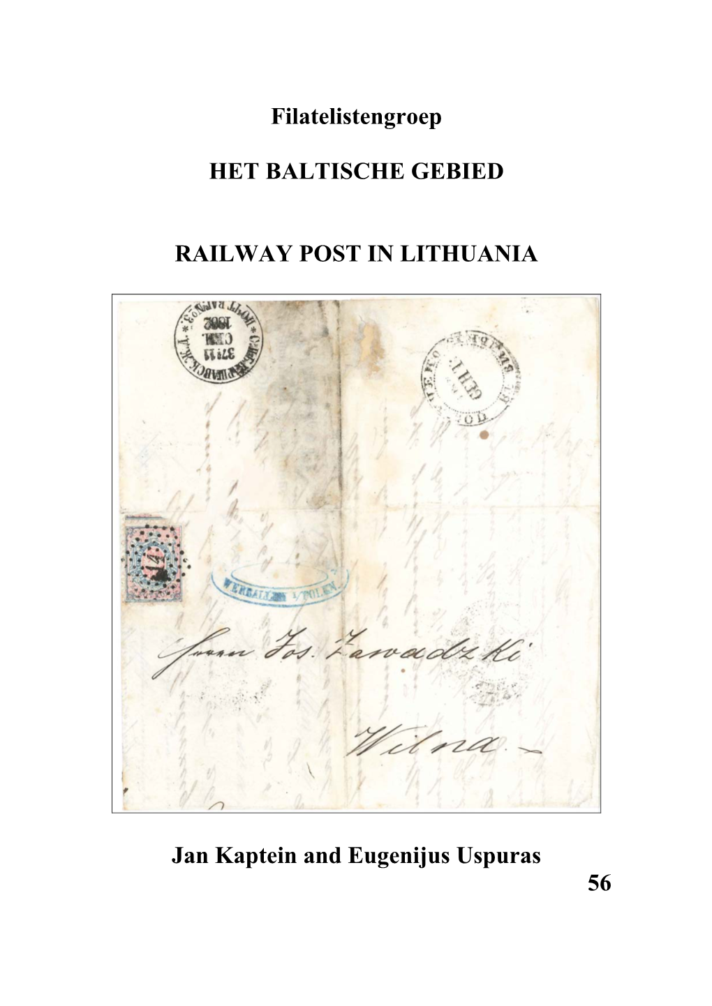 Filatelistengroep HET BALTISCHE GEBIED RAILWAY POST IN