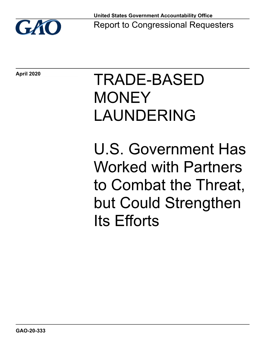 Gao-20-333, Trade-Based Money