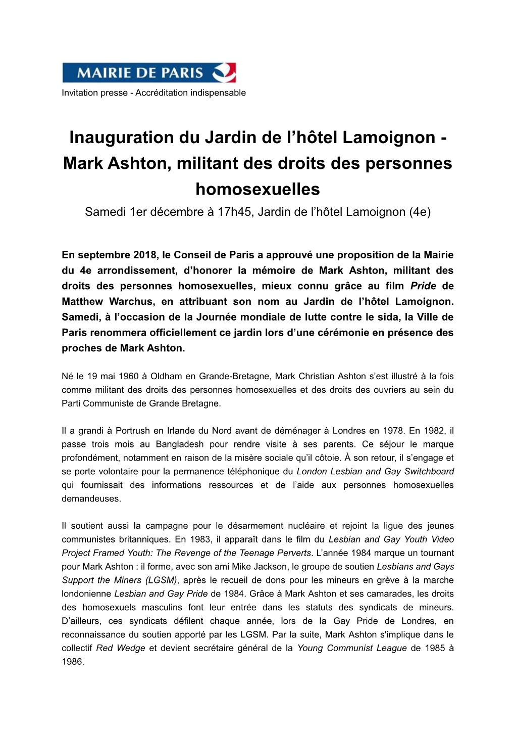 Inauguration Du Jardin De L'hôtel Lamoignon
