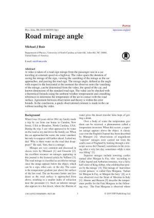 Road Mirage Angle