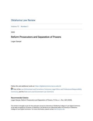 Reform Prosecutors and Separation of Powers