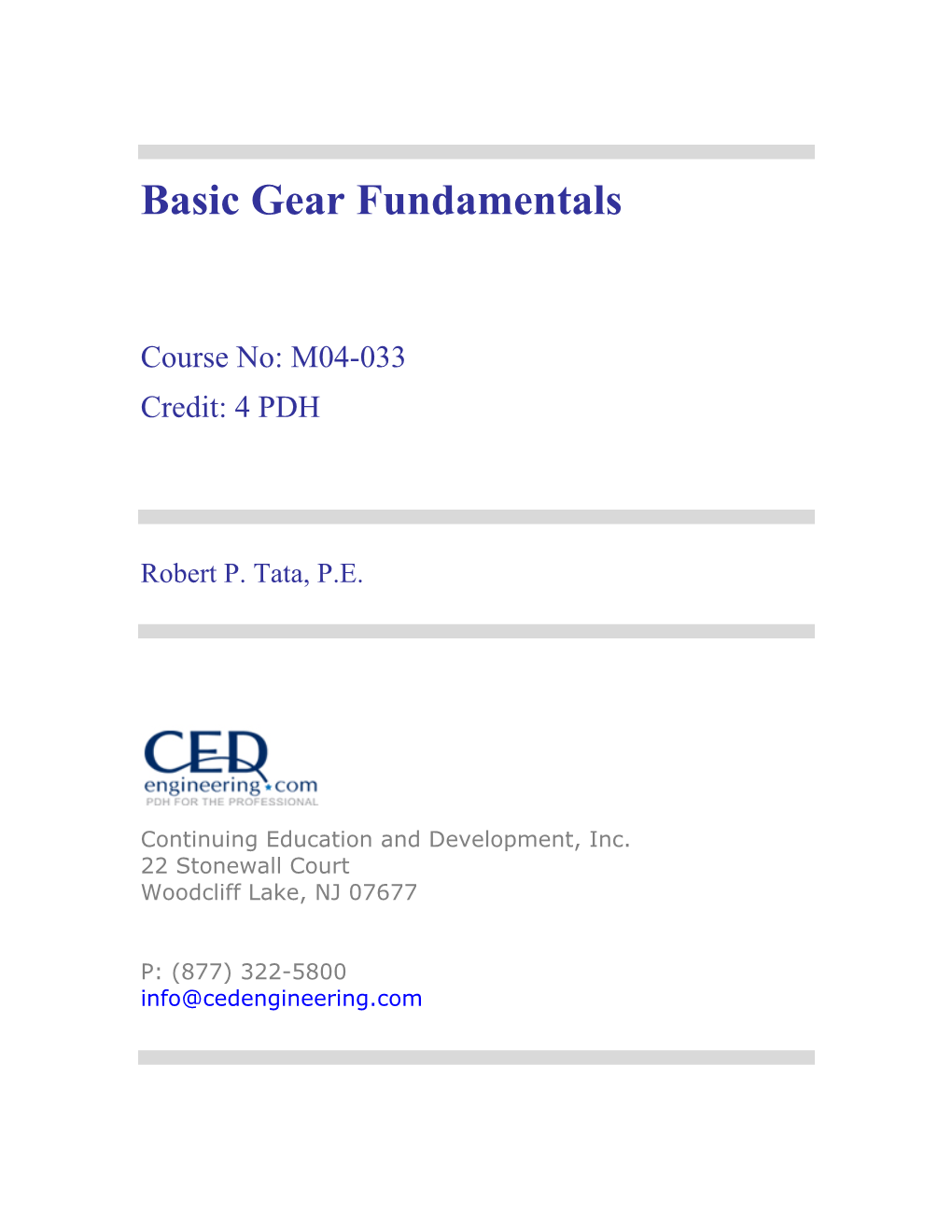 Basic Gear Fundamentals