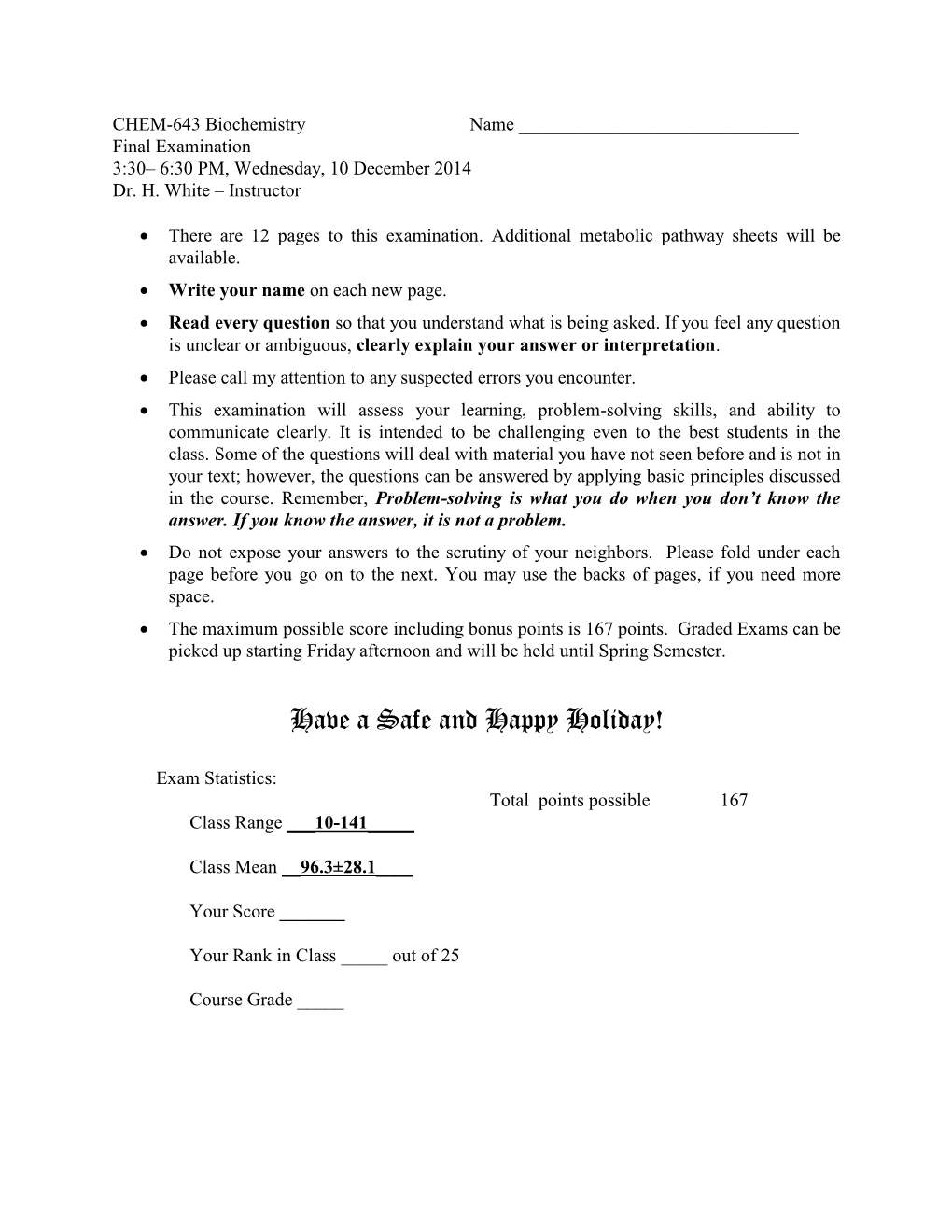 CHEM-642 Biochemistry