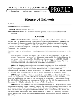 House of Yahweh Profile
