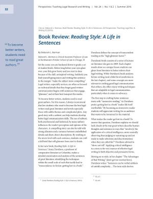 Book Review: Reading Style: a Life in Sentences, 24 Perspectives: Teaching Legal Res