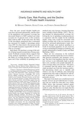 Charity Care, Risk Pooling, and the Decline in Private Health Insurance