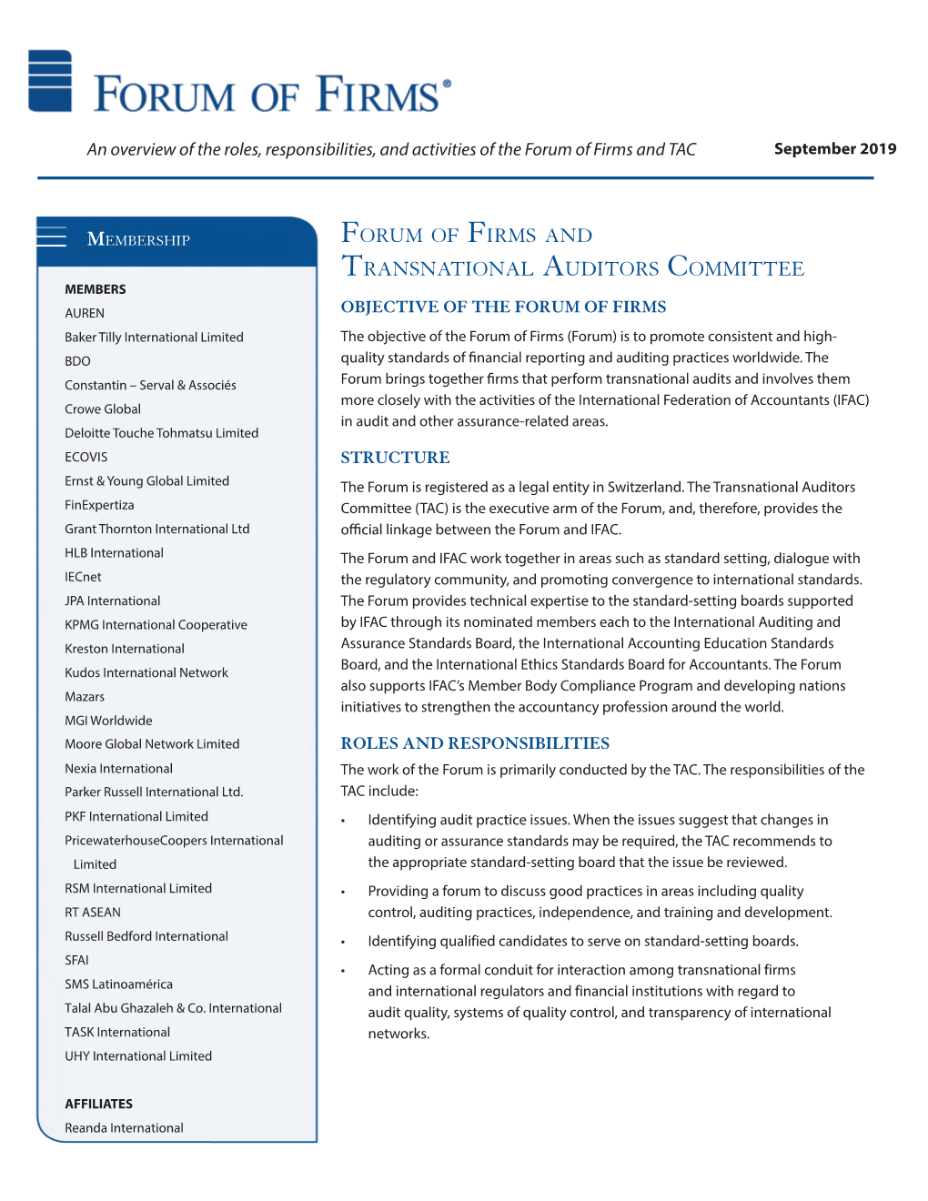 Forum of Firms and Transnational Auditors