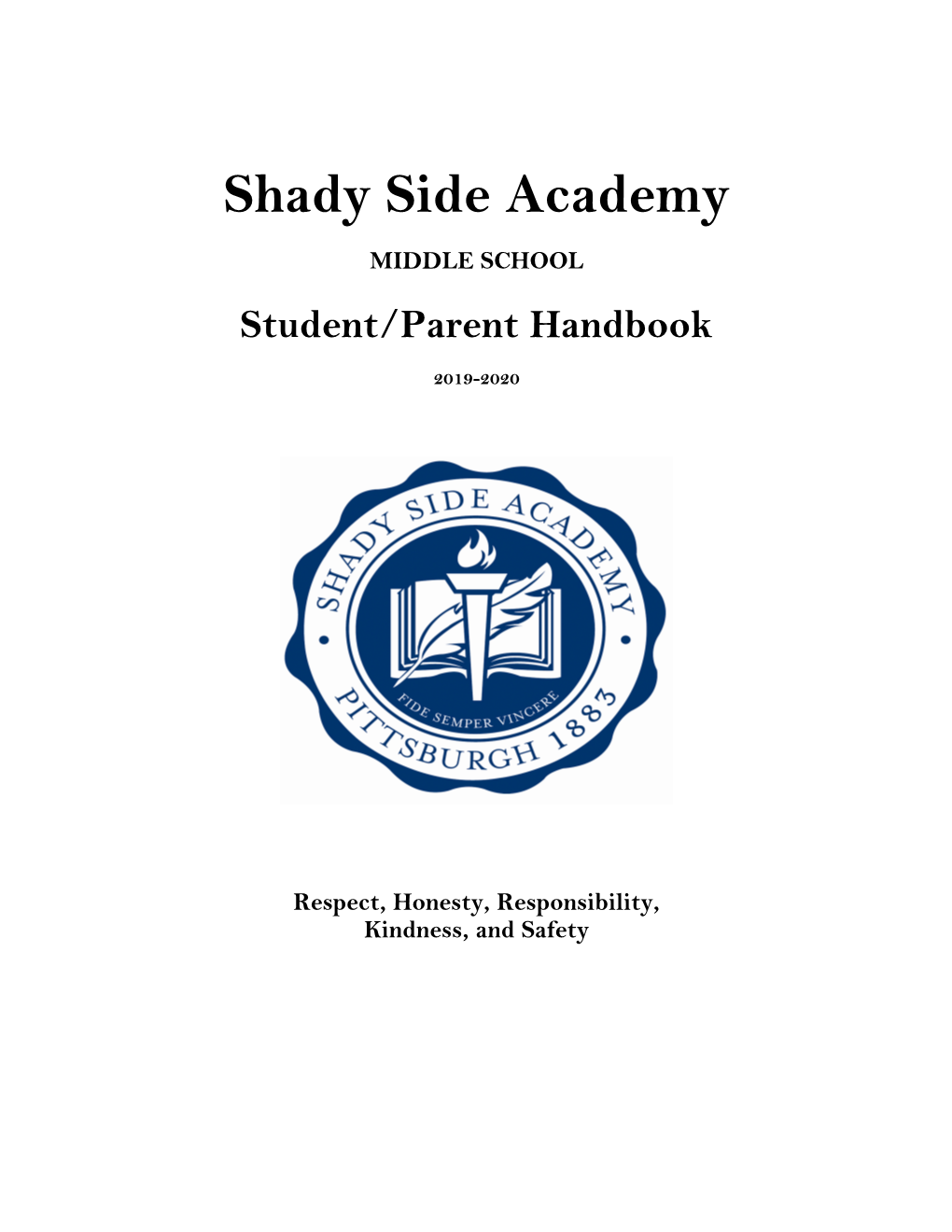 Shady Side Academy Middle School Student/Parent Handbook – 2019-2020