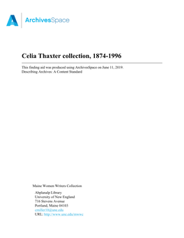 Celia Thaxter Collection, 1874-1996