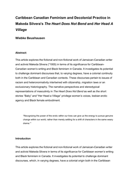 4 “Caribbean Canadian Feminism and Decolonial Practice in Makeda