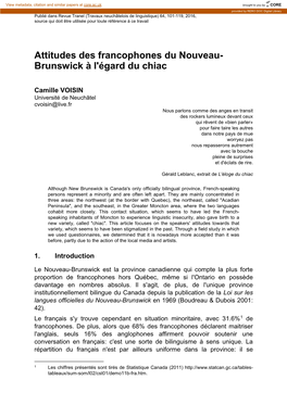 Brunswick À L'égard Du Chiac