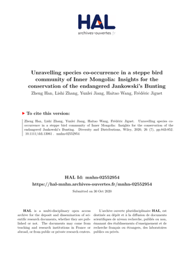 Unravelling Species Co-Occurrence in a Steppe Bird Community of Inner