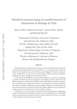 Statistical Post-Processing of Ensemble Forecasts of Temperature in Santiago De Chile