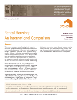Rental Housing: an International Comparison