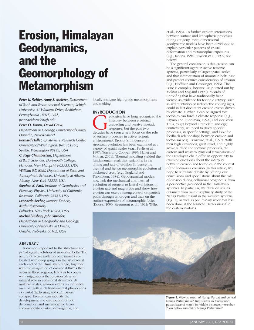 Erosion, Himalayan Geodynamics, and the Geomorphology of Metamorphism