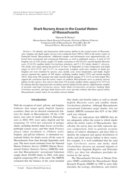 Shark Nursery Areas in the Coastal Waters of Massachusetts