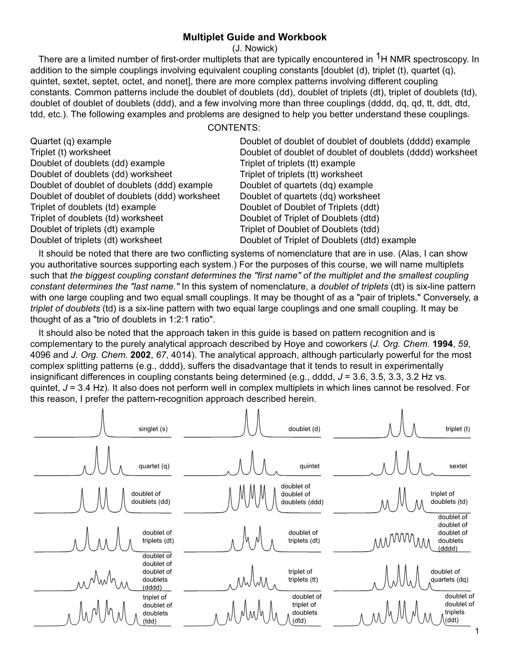 Multiplet Guide and Workbook (J