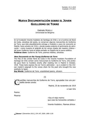 Nueva Documentación Sobre El Joven Guillermo De Torre