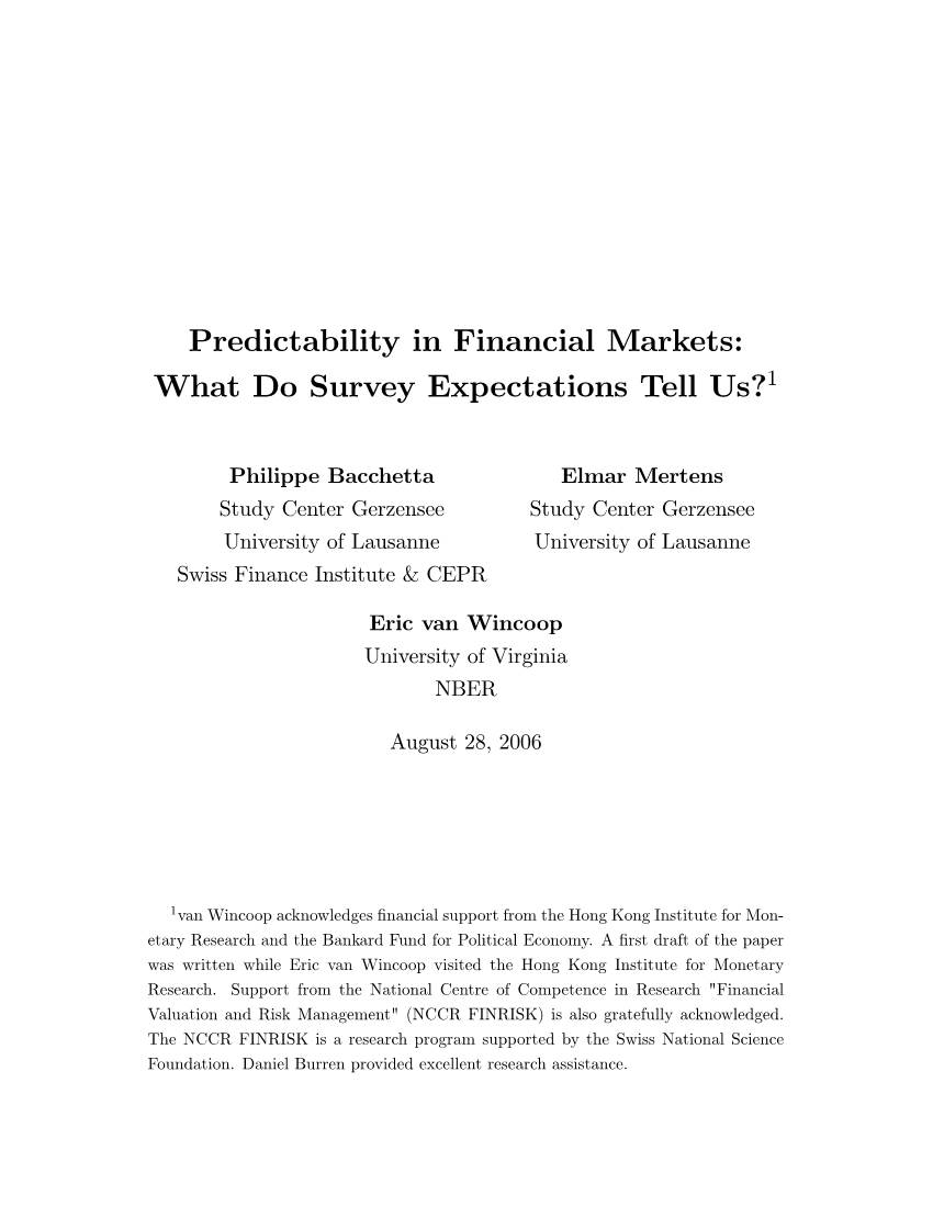 Predictability in Financial Markets: What Do Survey Expectations Tell Us?1