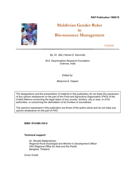 Maldivian Gender Roles in Bio-Resource Management