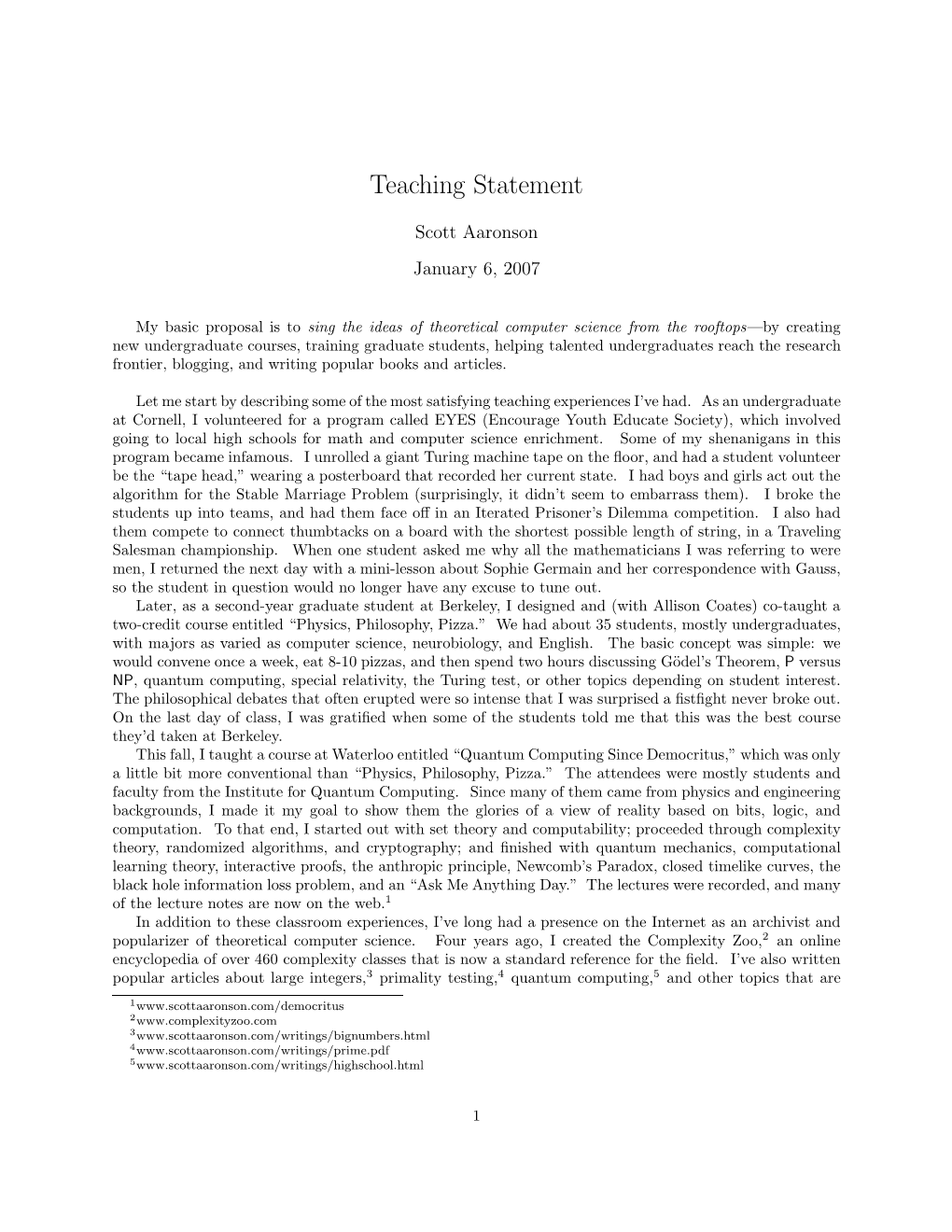 Teaching Statement