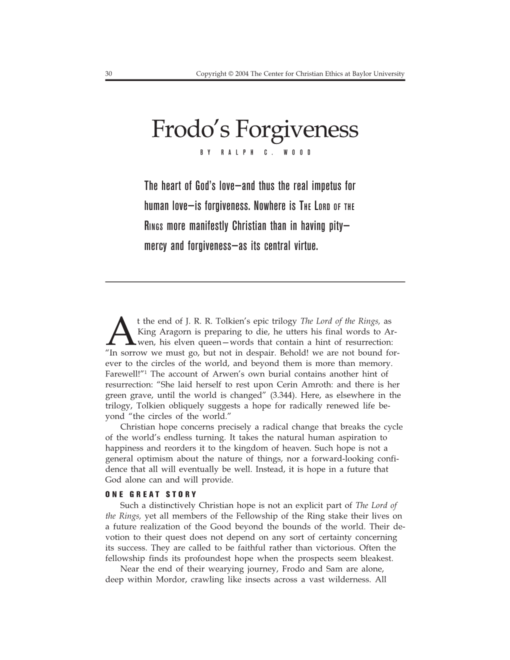Frodo's Forgiveness