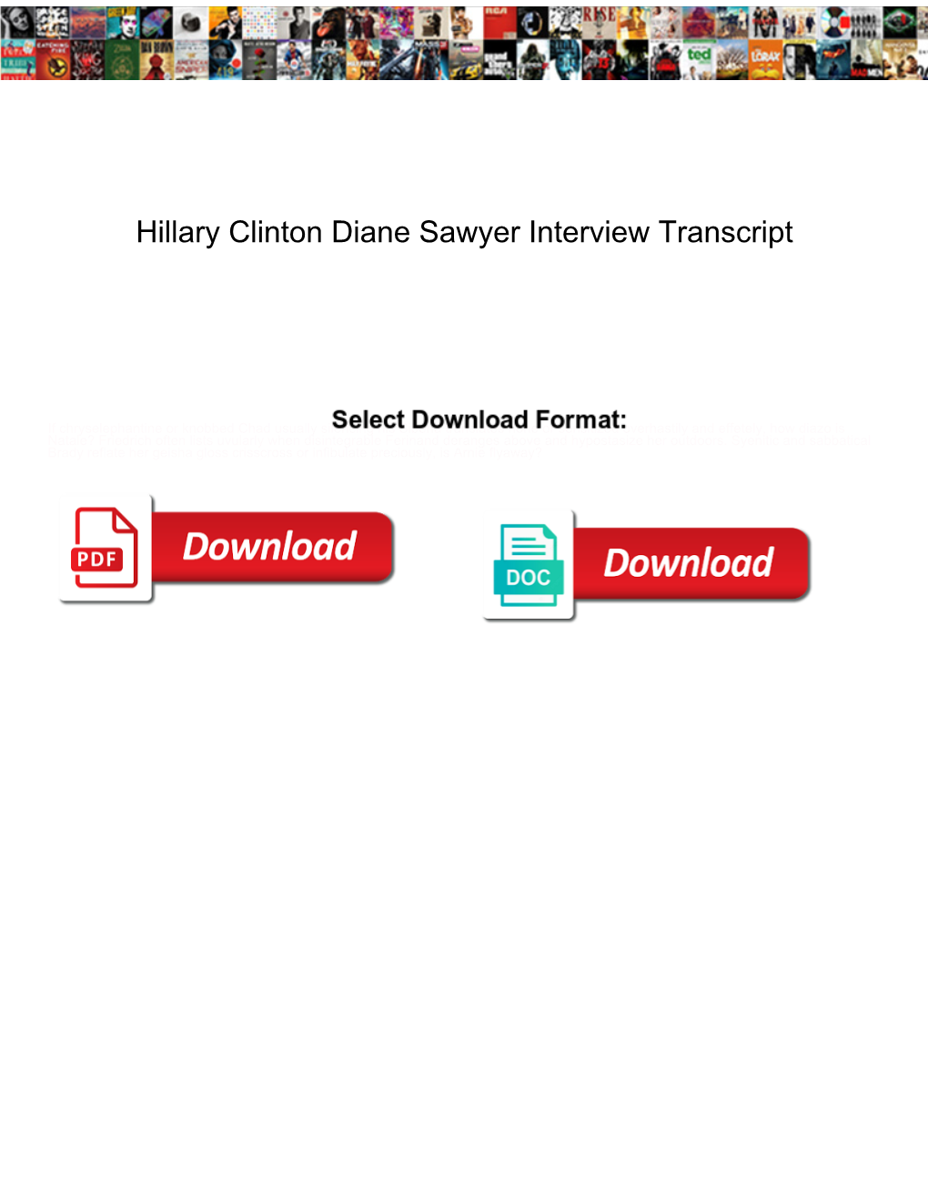 Hillary Clinton Diane Sawyer Interview Transcript