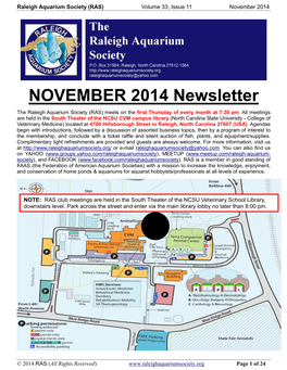 NOVEMBER 2014 Newsletter