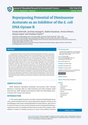 Repurposing Potential of Diminazene Aceturate As an Inhibitor of the E