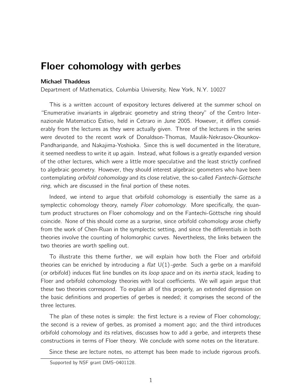 Floer Cohomology with Gerbes