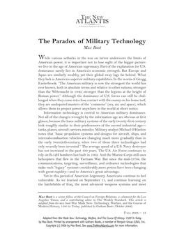 The Paradox of Military Technology Max Boot
