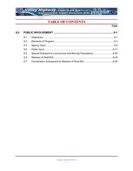 TABLE of CONTENTS Page