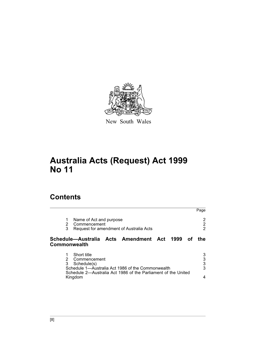 Australia Acts (Request) Act 1999 No 11