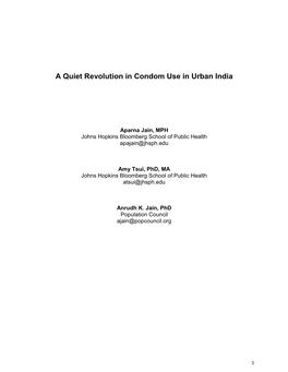 A Quiet Revolution in Urban India in Condom