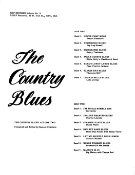 Samuel Charters' Notes to RBF 9 (1964) "The Country Blues Volume 2"