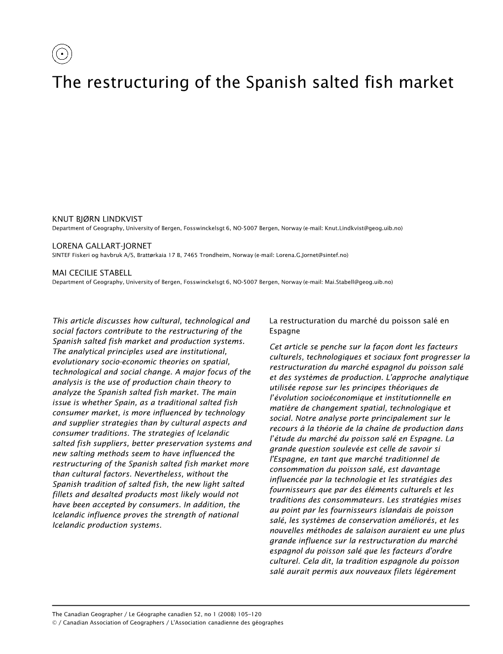 The Restructuring of the Spanish Salted Fish Market