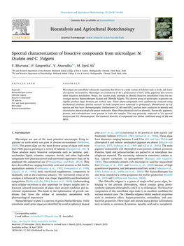 Spectral Characterization of Bioactive Compounds from Microalgae N. Oculata and C. Vulgaris
