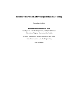 Social Construction of Privacy: Reddit Case Study