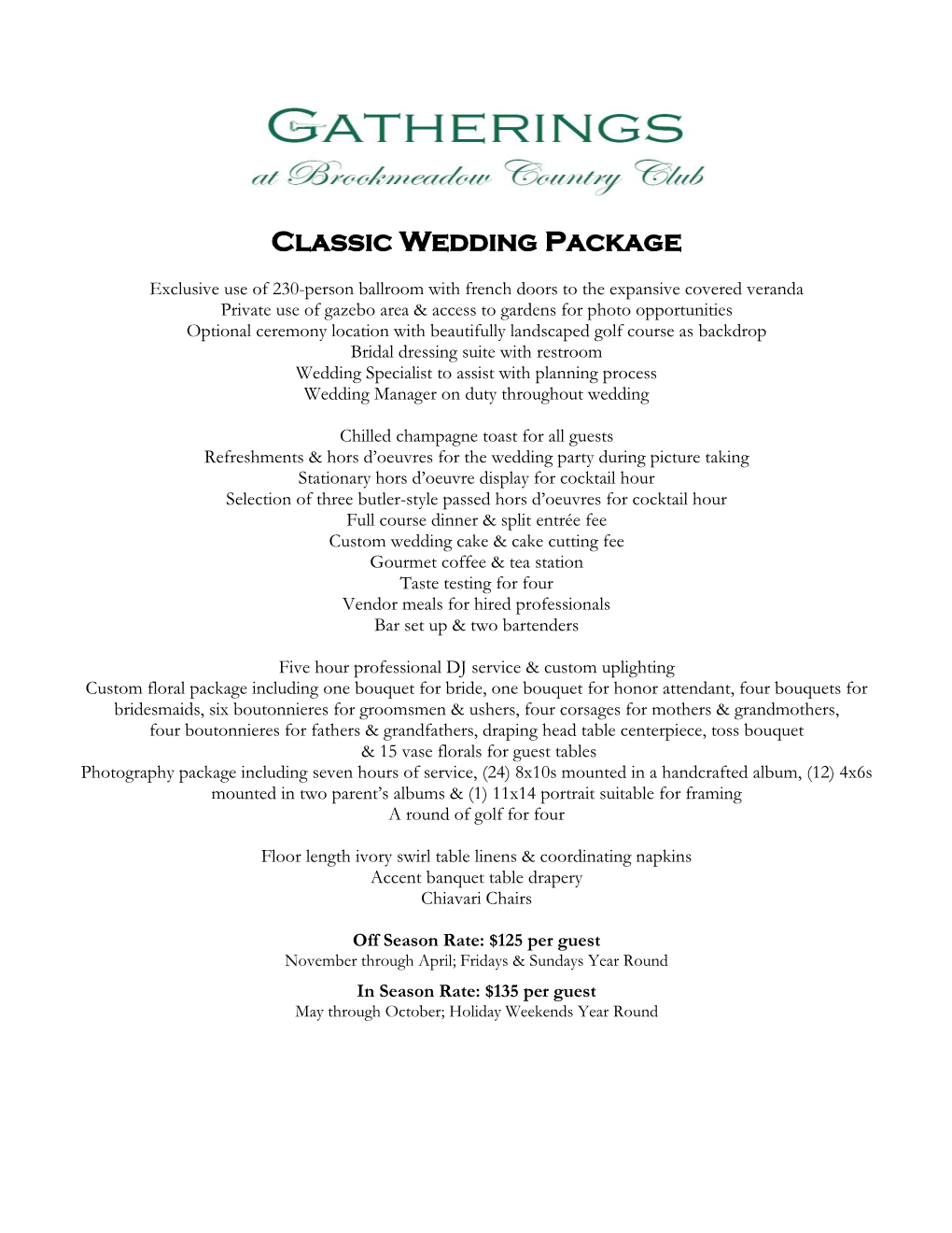 Classic Wedding Package