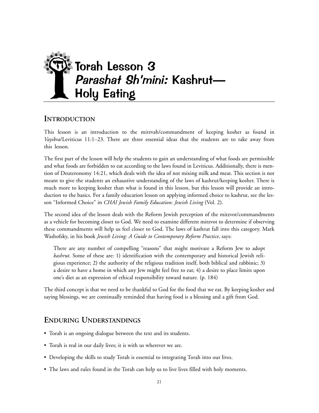 Torah Lesson 3 Parashat Sh'mini: Kashrut— Holy Eating