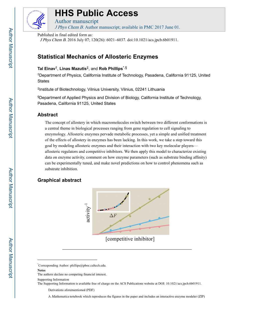 Statistical Mechanics of Allosteric Enzymes