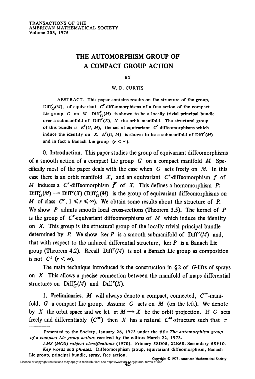 The Automorphism Group of a Compact Group Action 47