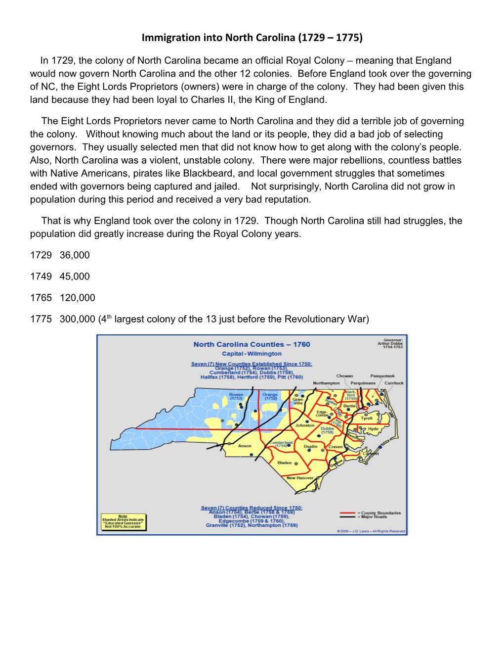 Immigration Into North Carolina (1729 1775)