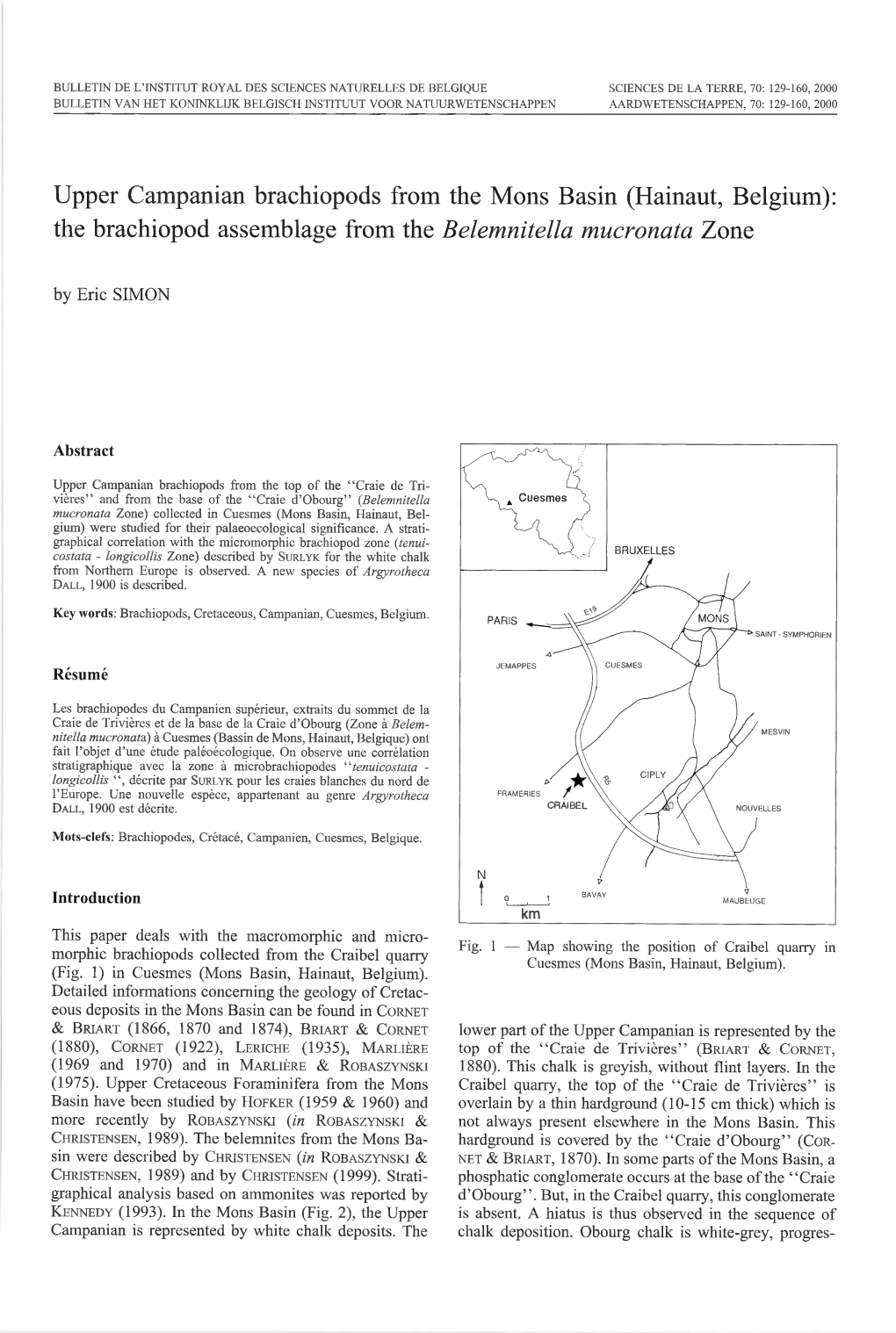 The Brachiopod Assemblage from the Belemnitella Mucronata Zone by Eric SIMON