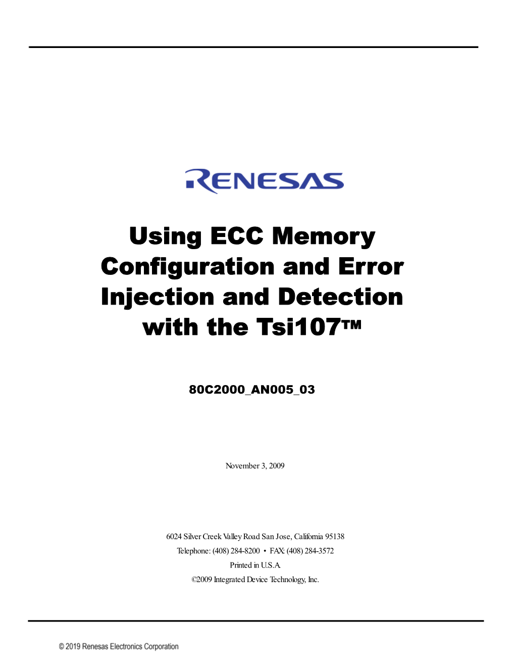 Using ECC Memory Configuration and Error Injection and Detection with the Tsi107tm