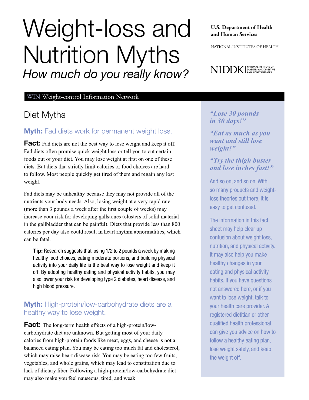 Weight-Loss Nutrition Myths