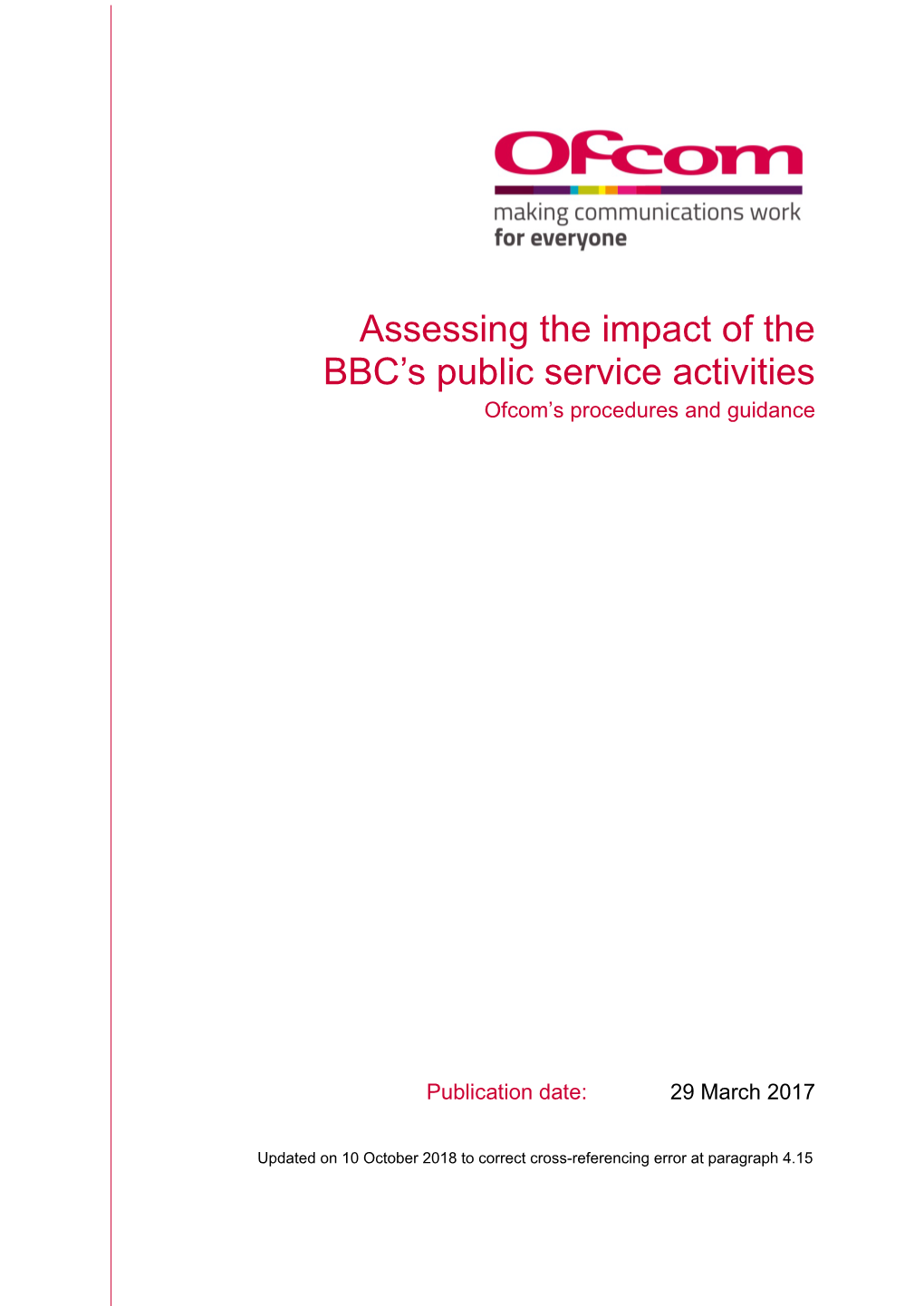 Assessing the Impact of the BBC's Public Service Activities