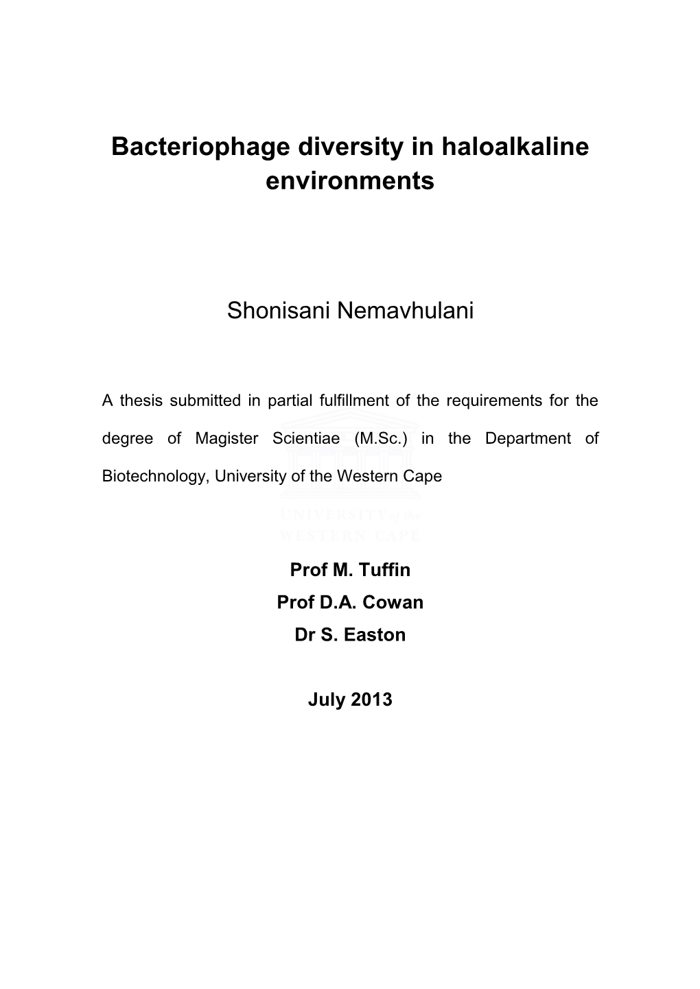 Bacteriophage Diversity in Haloalkaline Environments